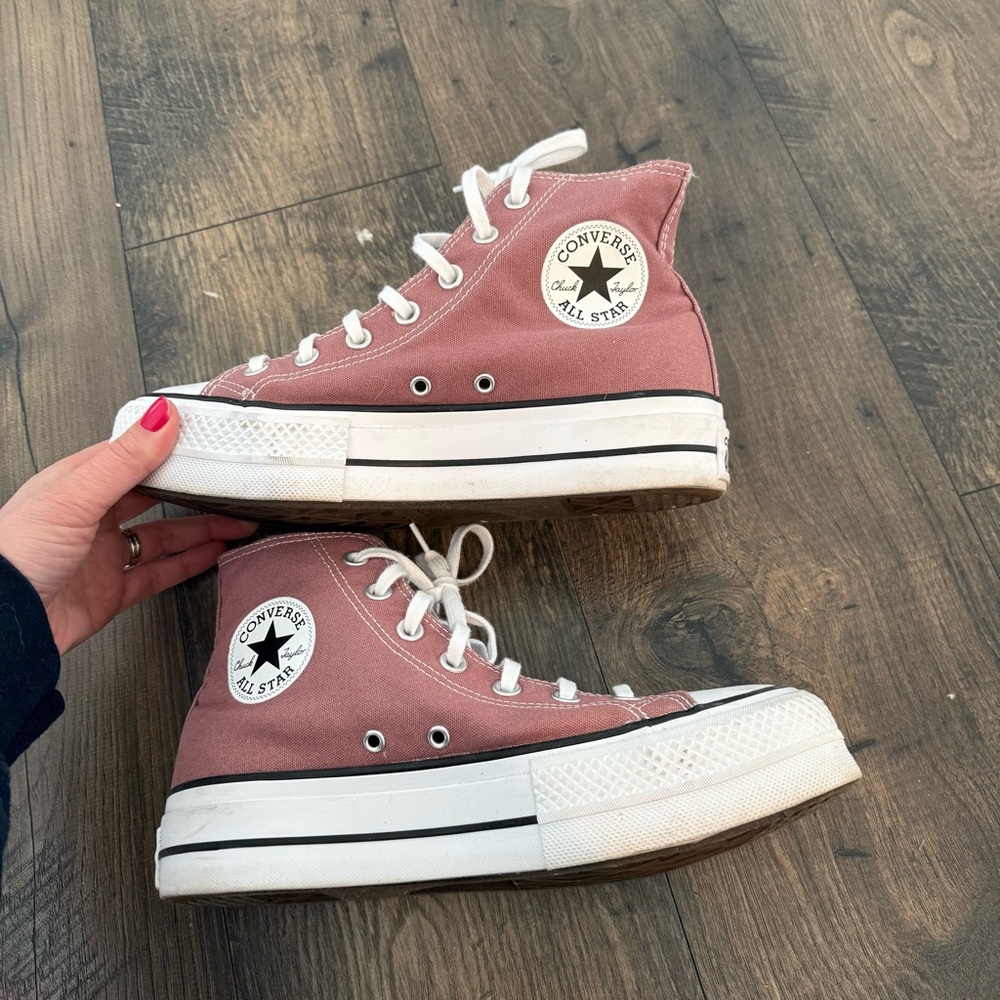 Converse All Stat Women High Top Platform Mauve Dusty Pink Sneakers Size 8